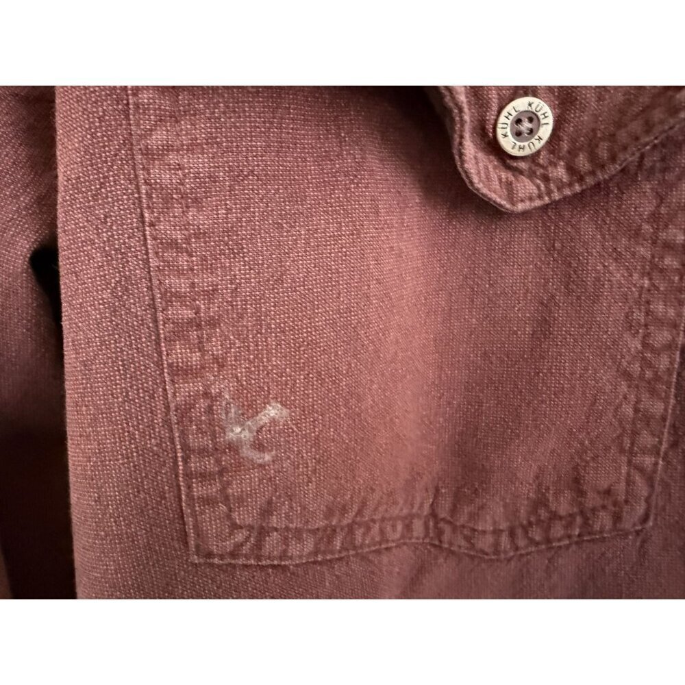 KÜHL long-sleeve button-down shirt fronts pockets washed burgundy/brown Size Med - Picture 3 of 8